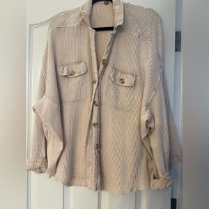 Free People Cream Button-Up Cardigan